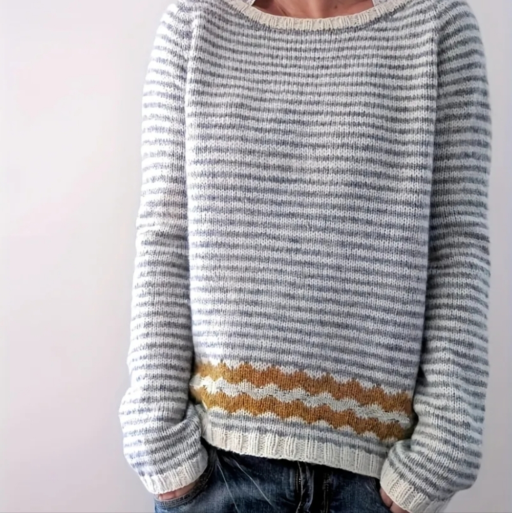 Striped Gray and Gold Sweater